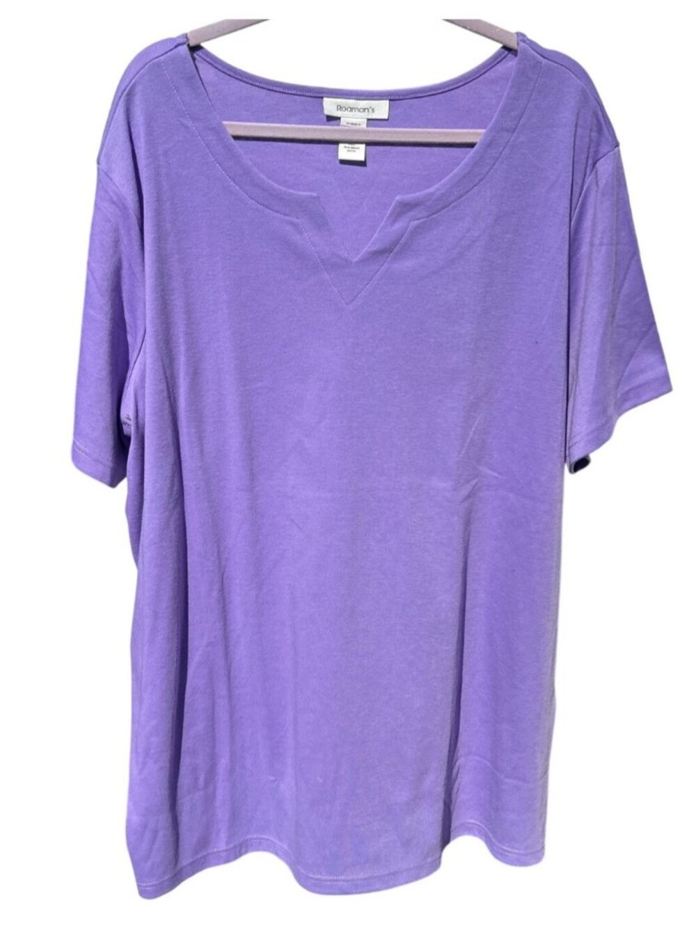 Romans Womens Plus Size 3X Purple Tunic Top V-Neck Short Sleeves Casual